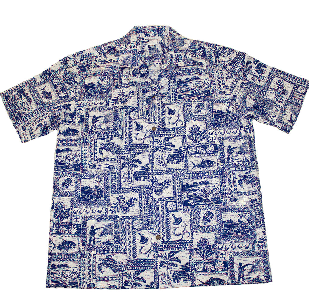 Hawaiian Shirt. #13 Blue Ukulele  S-2XL