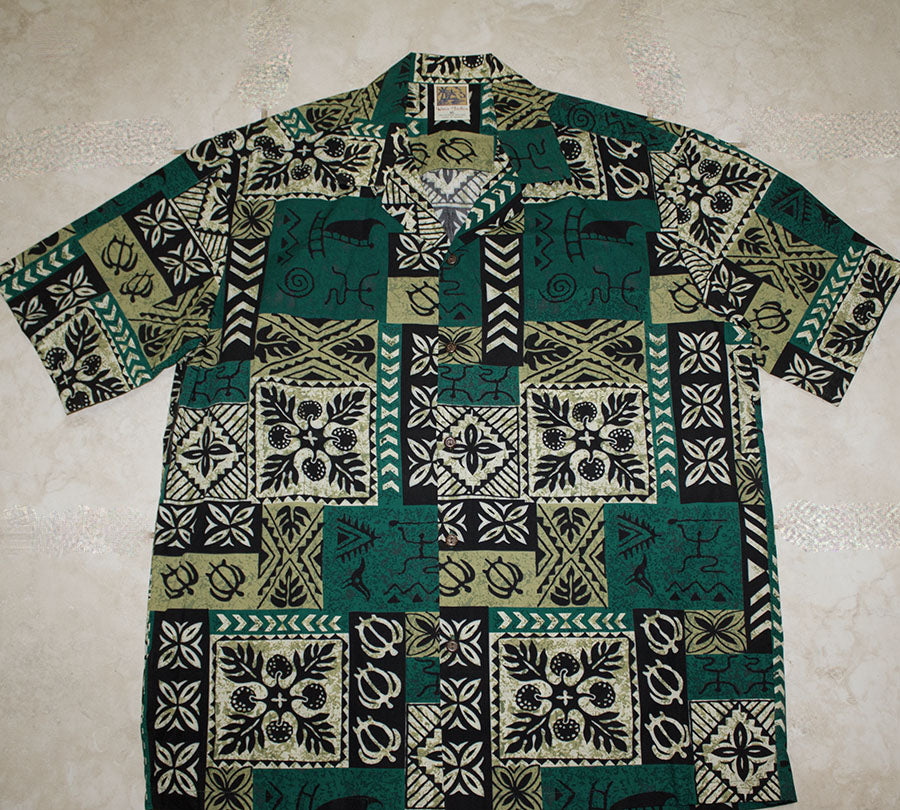 Hawaiian Shirt #52 Turtle green M- 2XL