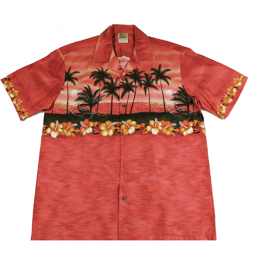 Hawaiian Shirts Aloha Sunset Hawaii Mens 100% Cotton Shirt