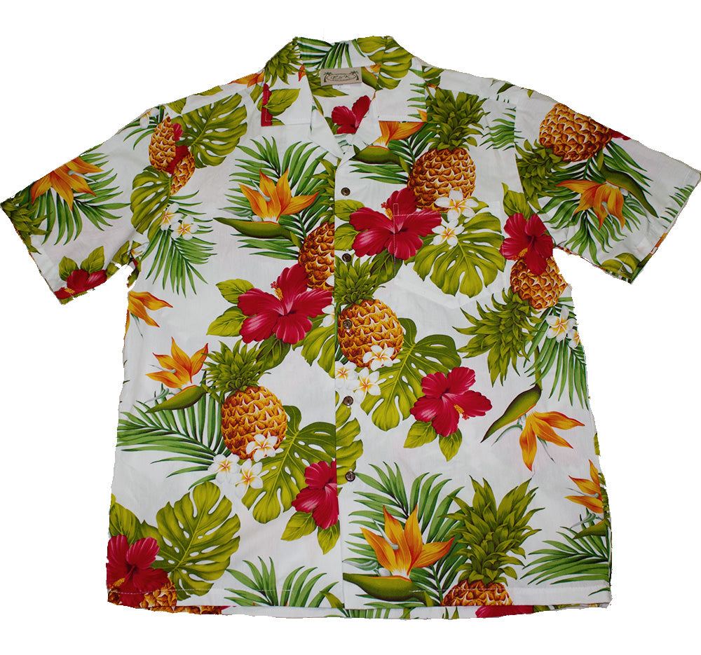 Hawaiian Shirts Aloha Colorful Pineapple Hawaii Mens 100% Cotton Shirt