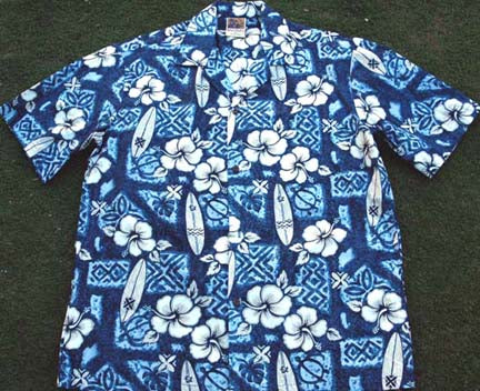 HawaiiShirt 173 Blue flower sea, M-2XL