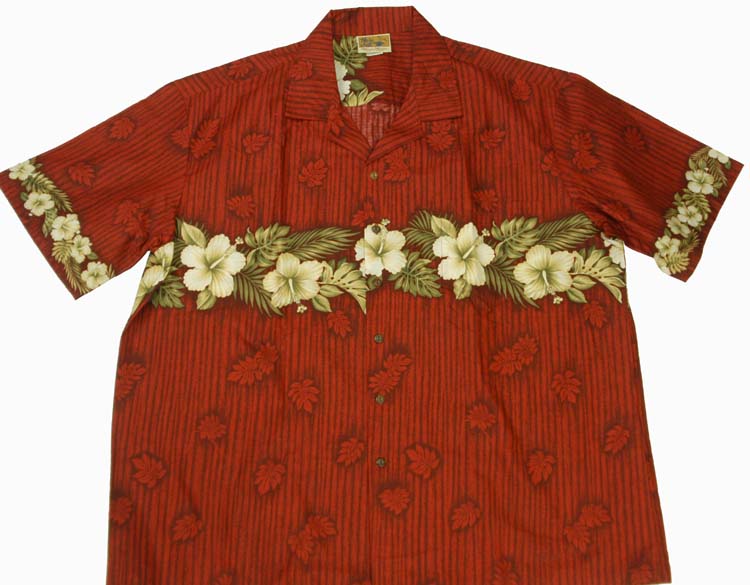 187 Hawaiian shirt Maroon Hibiscus M - 2XL