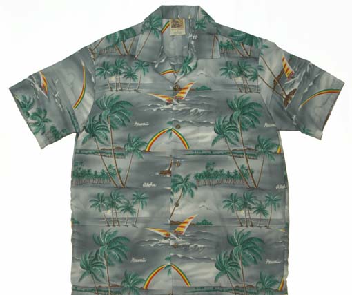 Hawaiian Shirt 100% polyester<br>#19 Gray ranibow