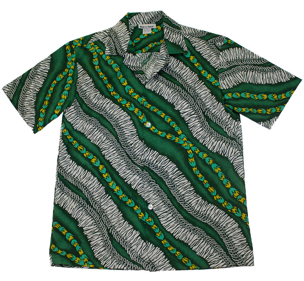 Hawaiian Shirt<br> #21 Green Leis, S-2XL