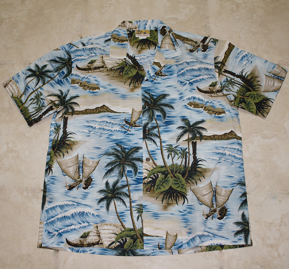 Hawaiian Shirt #28 Blue Islands M-2XL
