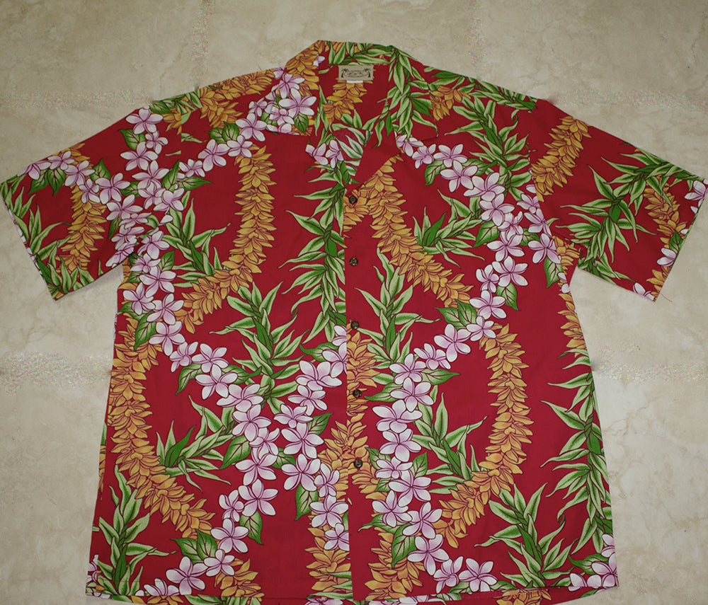 Hawaiian Shirt #46 Red and white flower