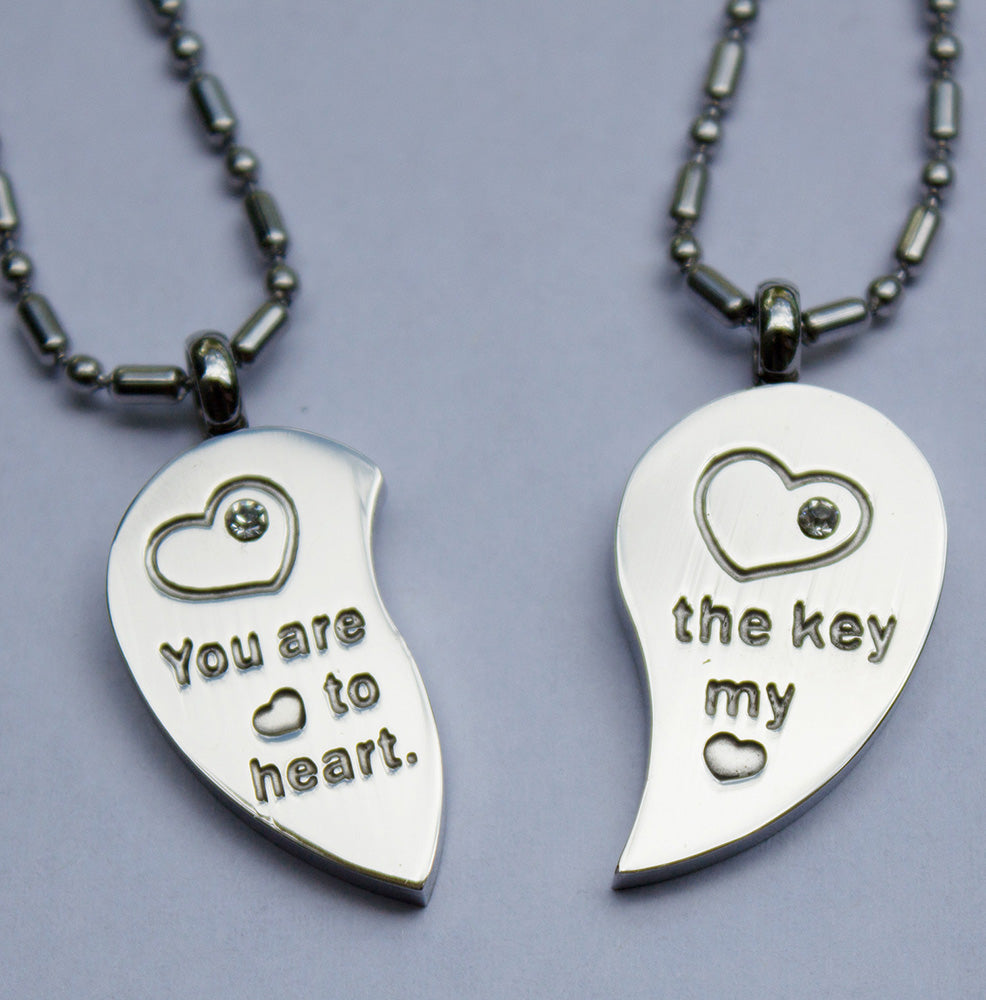 Timant Heart Set Half Heart Necklace For Couples Set